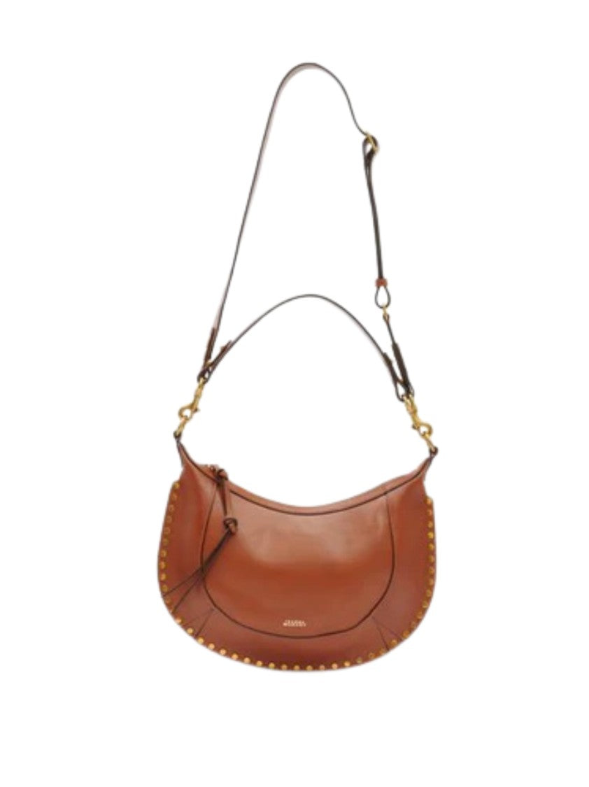 Isabel Marant Étoile Curved Brown Leather Bag With Gold Stud Accents