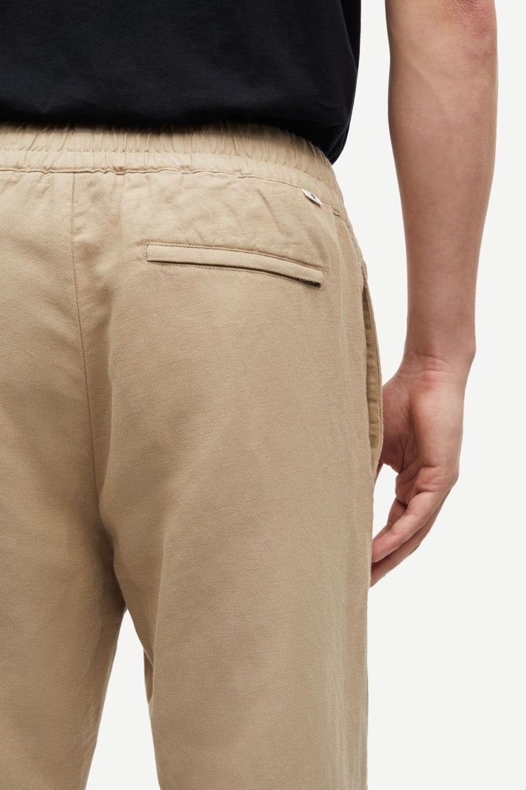 Samsoe Samsoe Tapered Beige Trousers With Elasticated Drawstring Waist