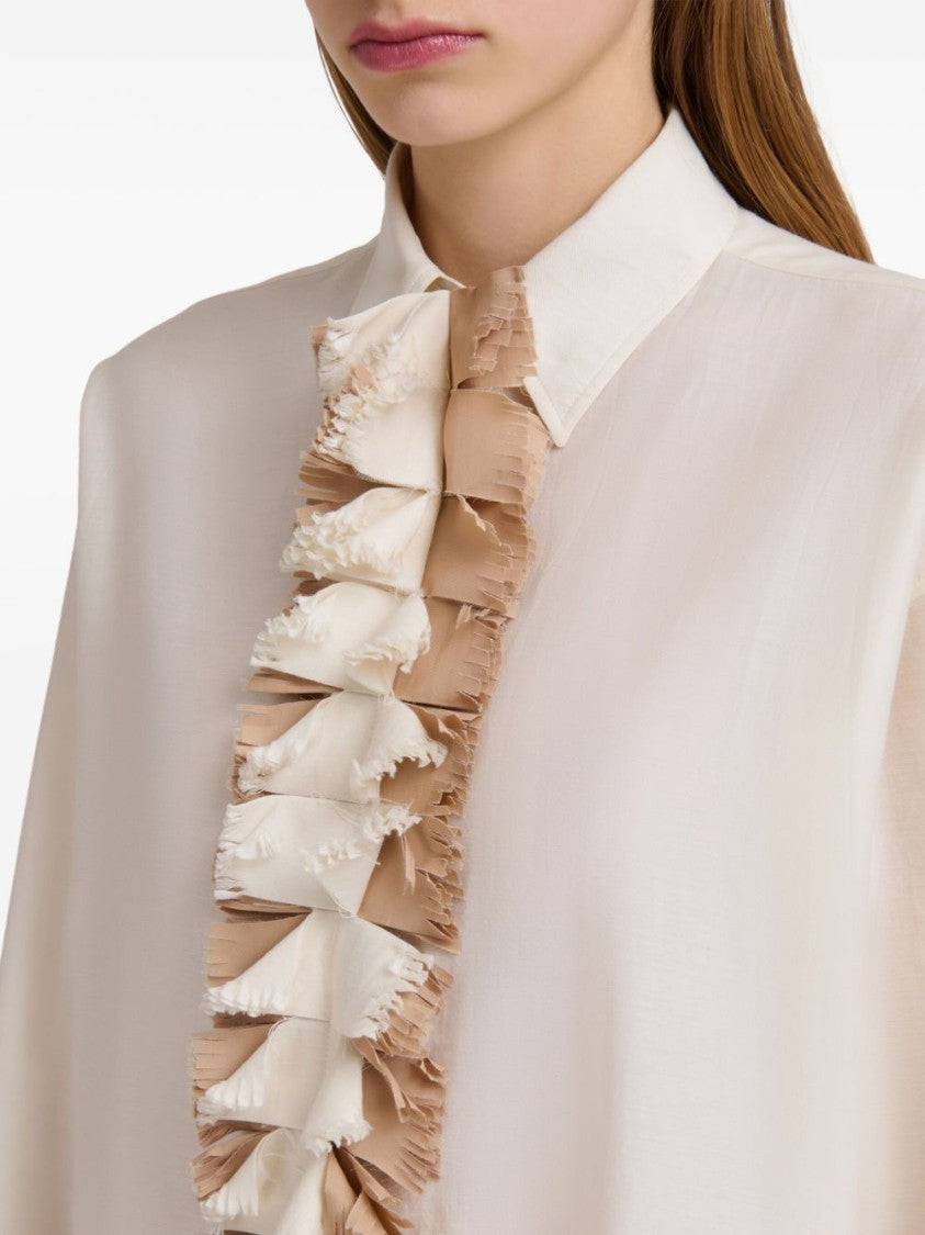 Marni Loose-Fitting Blouse With Vertical Ruffle Detail