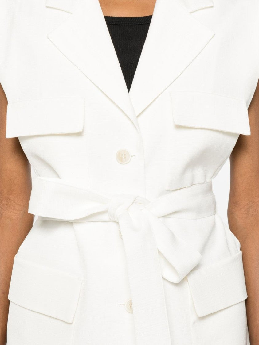 Parosh Structured Sleeveless Notched Lapel Jacket