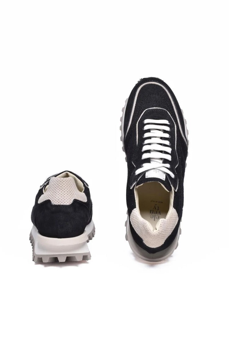 Eleventy Black Sneakers With Beige Accents