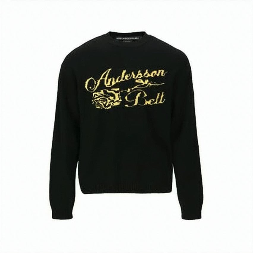 Andersson Bell Black Knit Sweater With Bold Script Logo