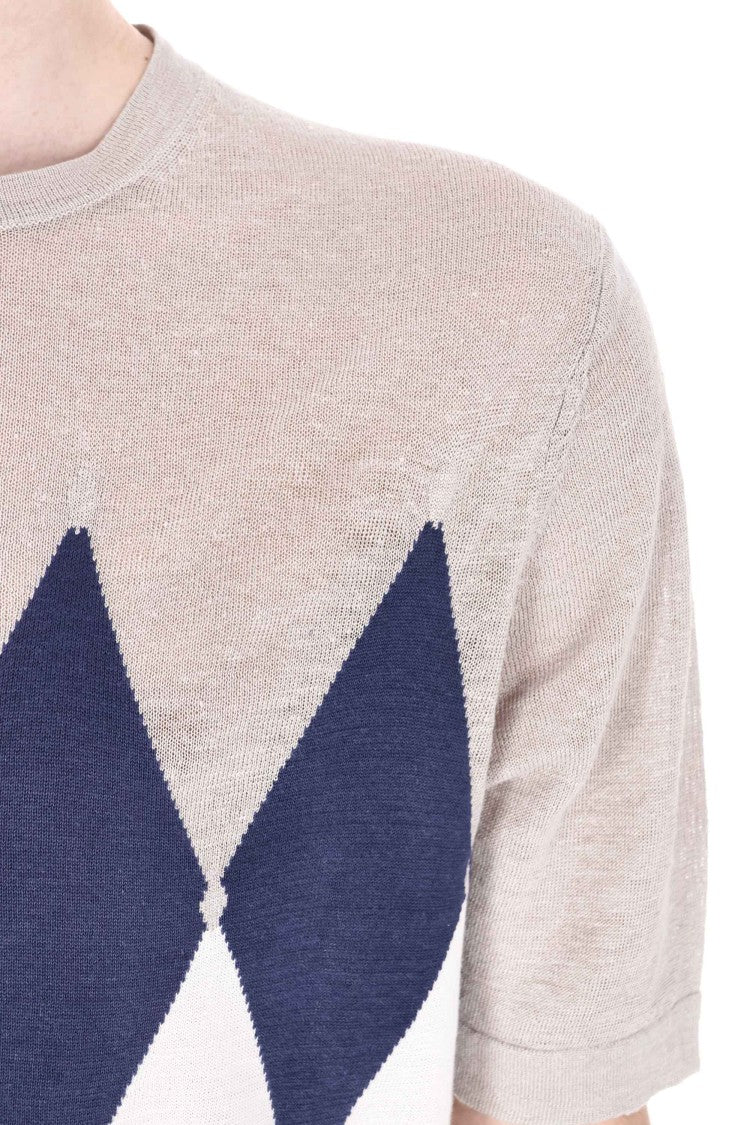 Ballantyne Multicolored Diamond Argyle Linen-Cotton T-Shirt