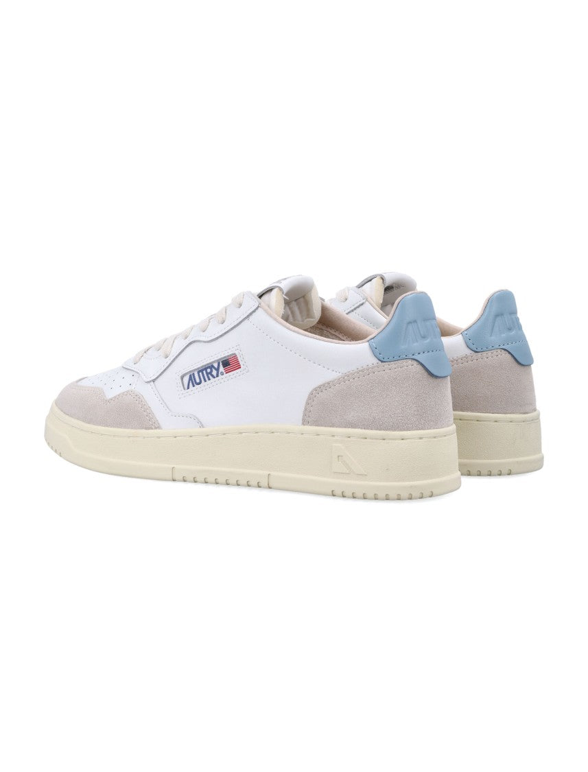 Autry Medalist Low White & Forget Me Not Suede Sneakers