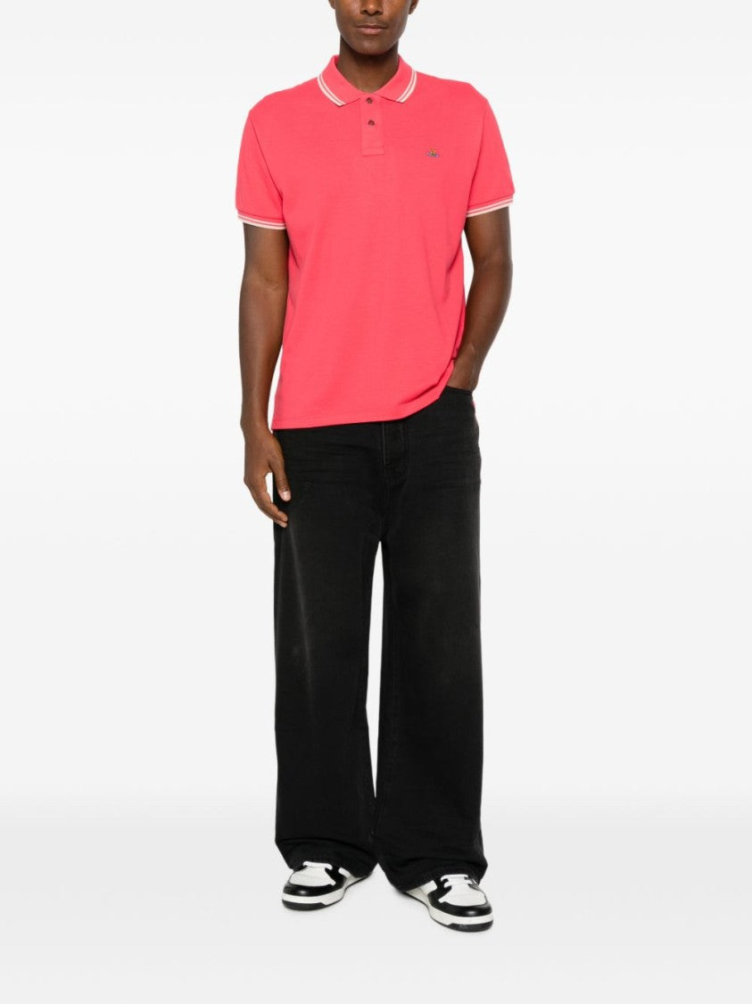 Vivienne Westwood Short-Sleeve Striped Accent Cotton Polo Shirt