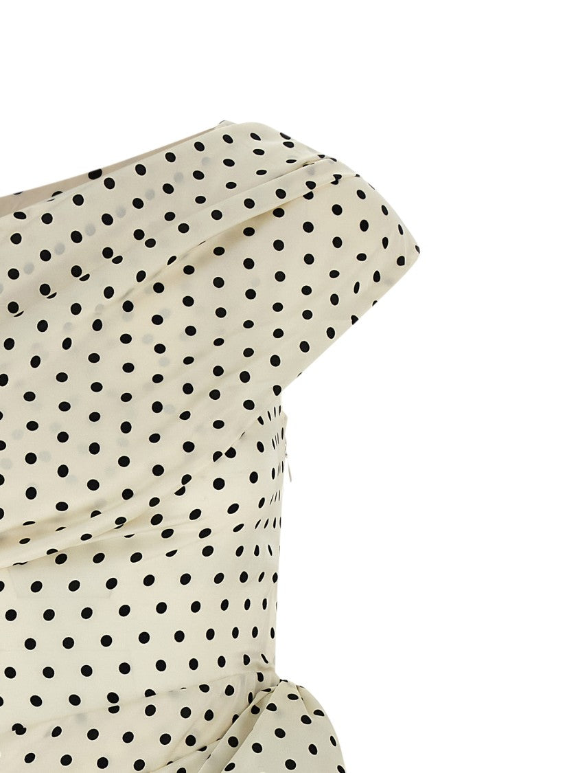 Self-Portrait 'Polka Dot Satin Tie Side Mini' Dress