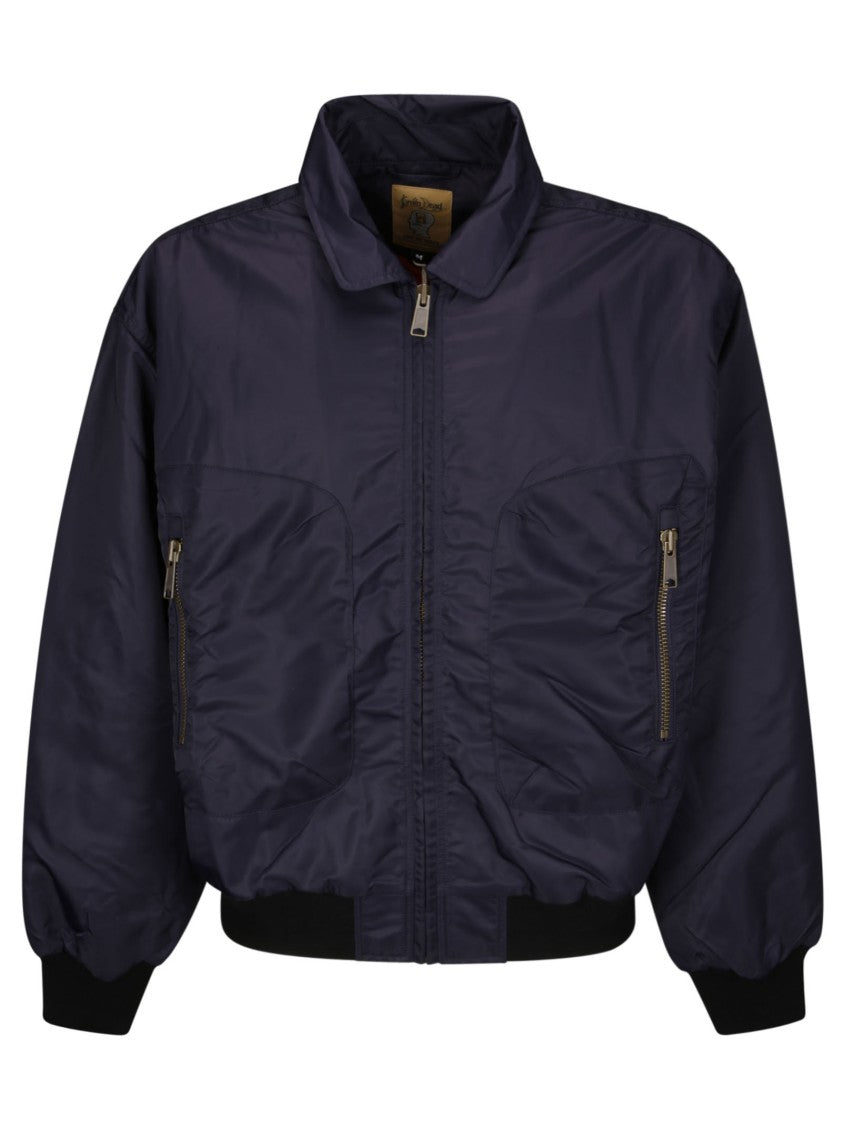 Brain Dead Shiny Bomber Jacket With Zip Fastening, Collar And Side Pockets