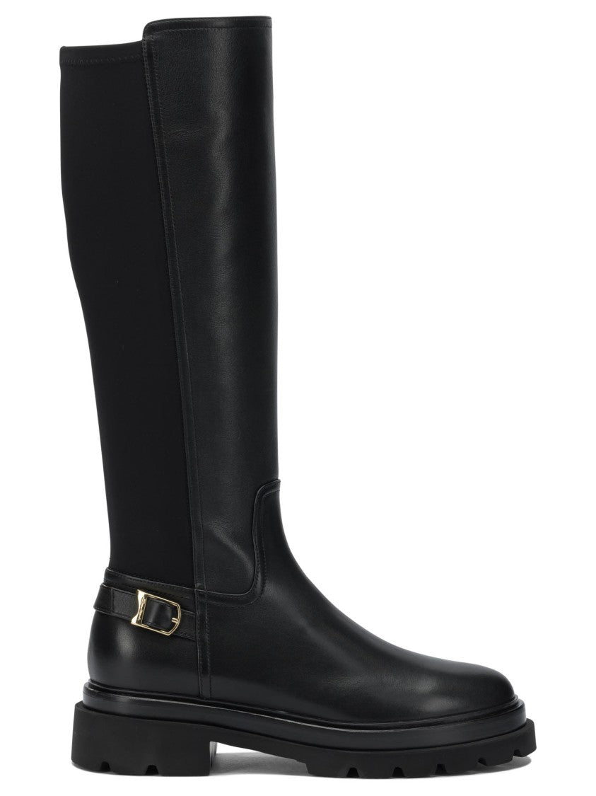 Santoni Leather Knee-High Boots