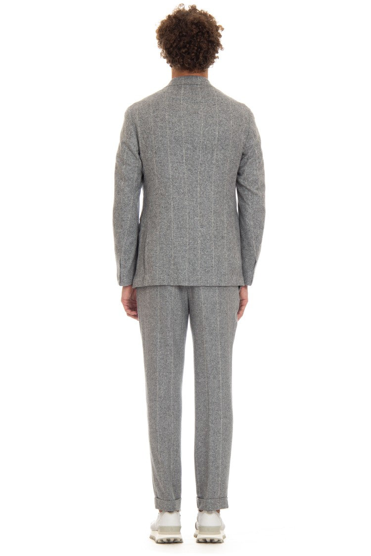 Eleventy Double-Breasted Wool-Silk Pinstripe Suit