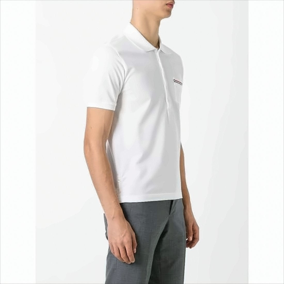 Thom Browne Short-Sleeve Polo Shirt With Tricolor Trim