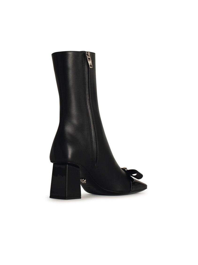 Versace Black Leather Ankle Boots