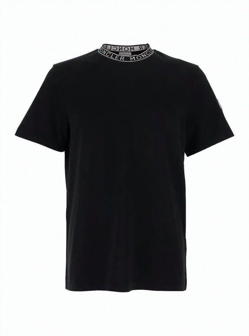Moncler Short-Sleeved Black T-Shirt With Branded Trim