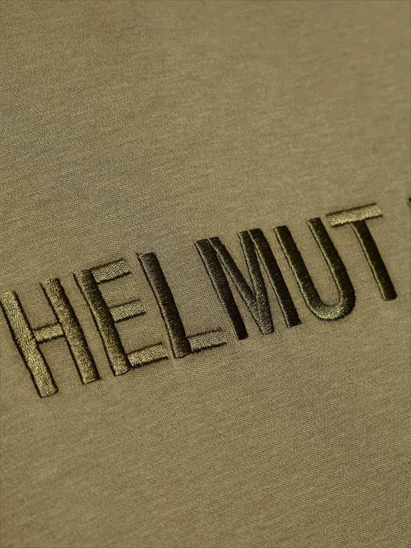 Helmut Lang Boxy Brown Cotton T-Shirt With Tonal Embroidered Logo