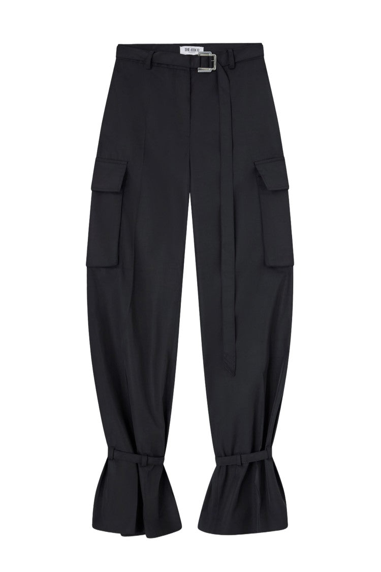 The Attico High-Waisted Black Cargo Pants With Voluminous Silhouette