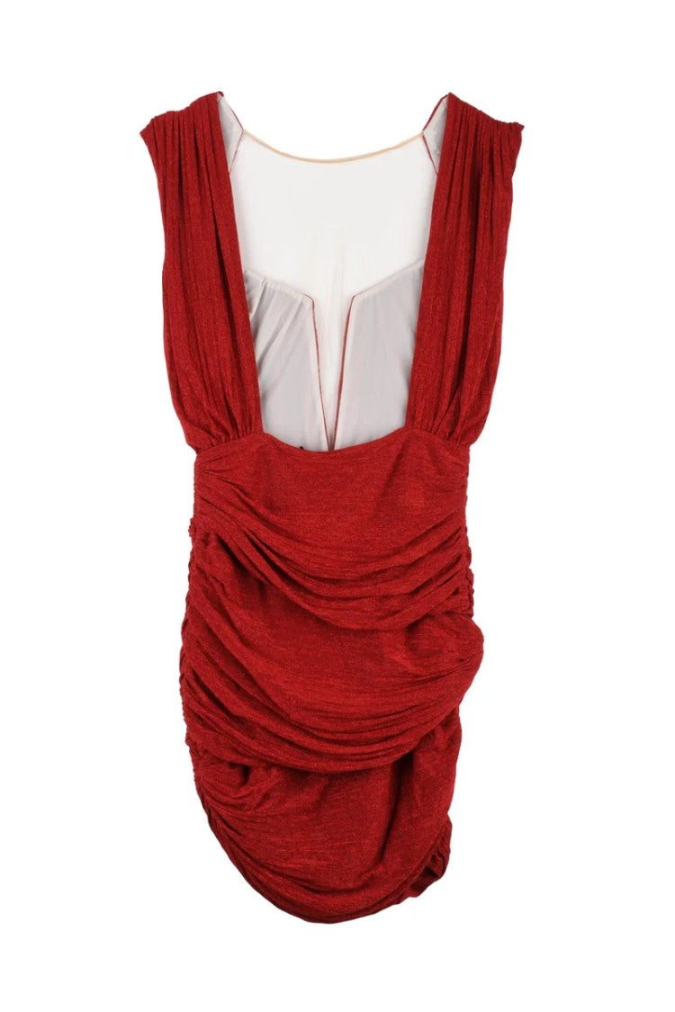 Elisabetta Franchi Lamé Mini Dress - Red