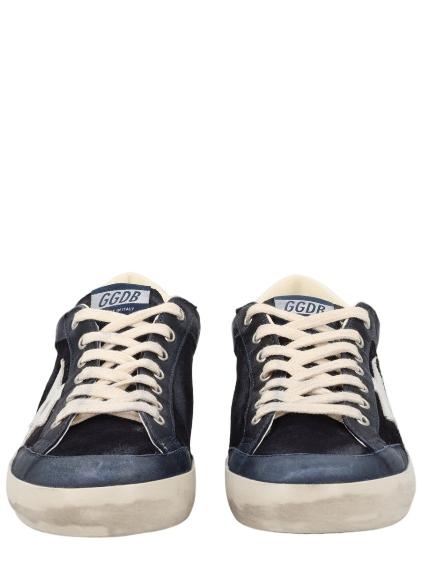 Golden Goose Blue Vintage-Inspired Distressed Cow Leather Sneakers