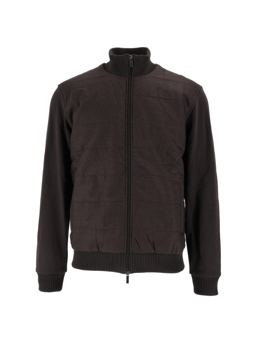 Fay Lambskin Embroidered Ribbed Leather Jacket