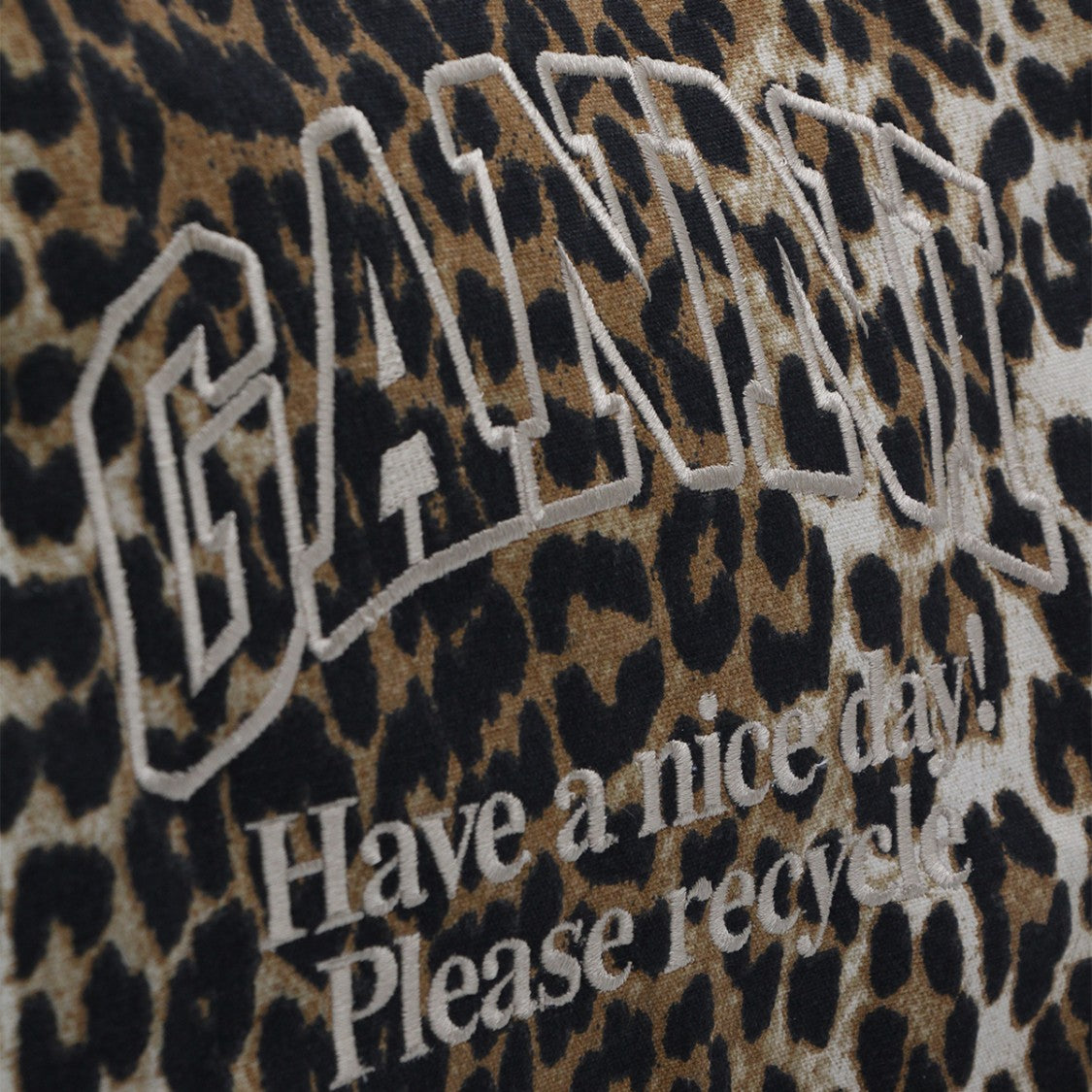 Ganni Leopard Cotton Tote