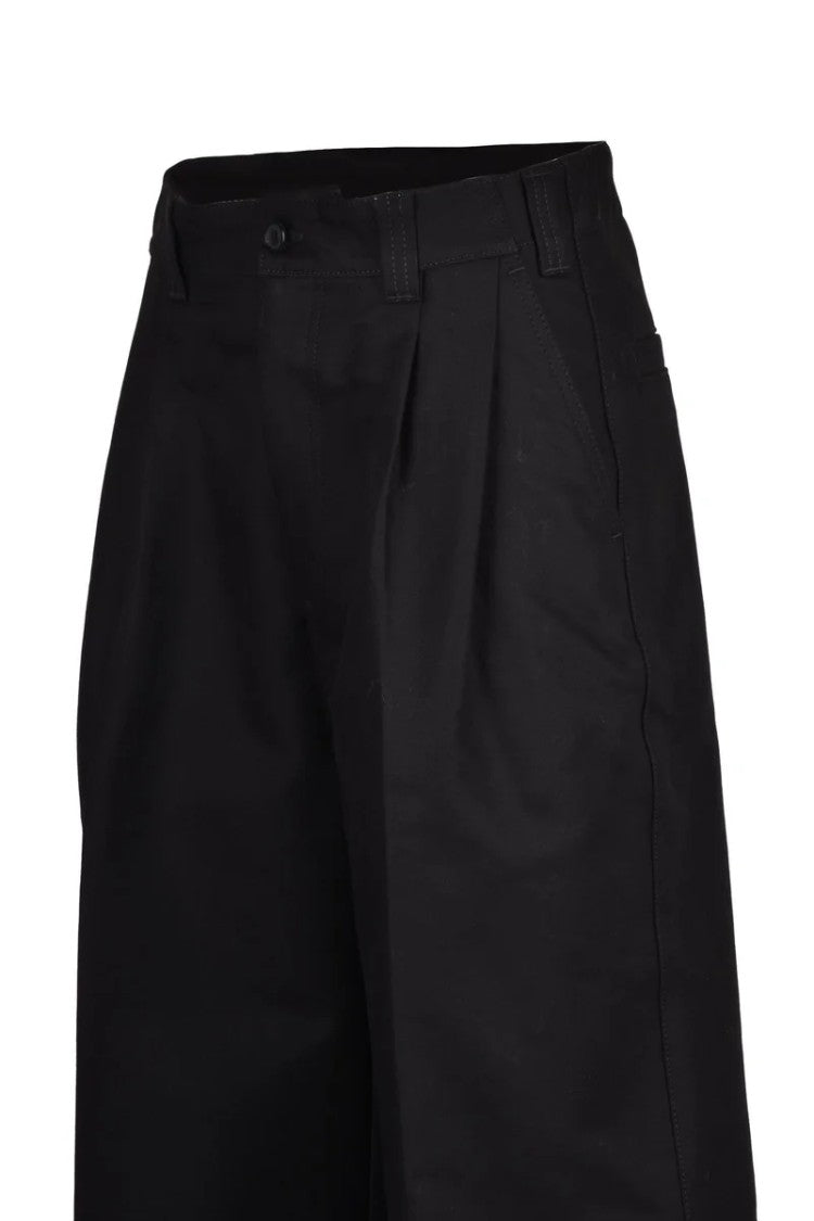 Maison Margiela Wide Leg Cotton Trousers - Black