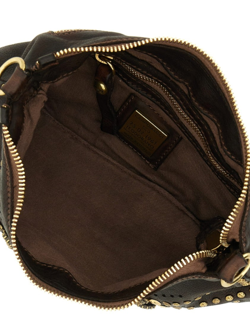Campomaggi Dark Brown Handbag With Intricate Studded Design