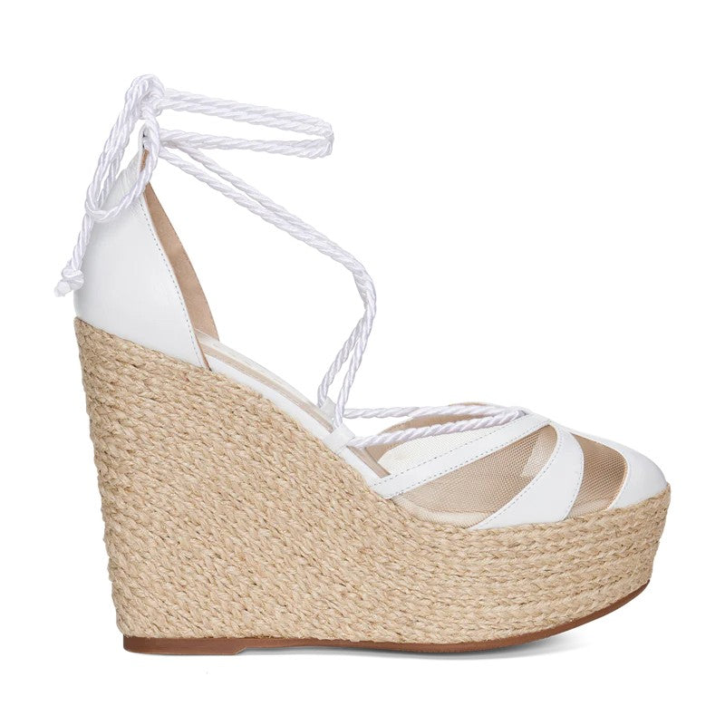 M+E' Woven Jute Platform Sandals