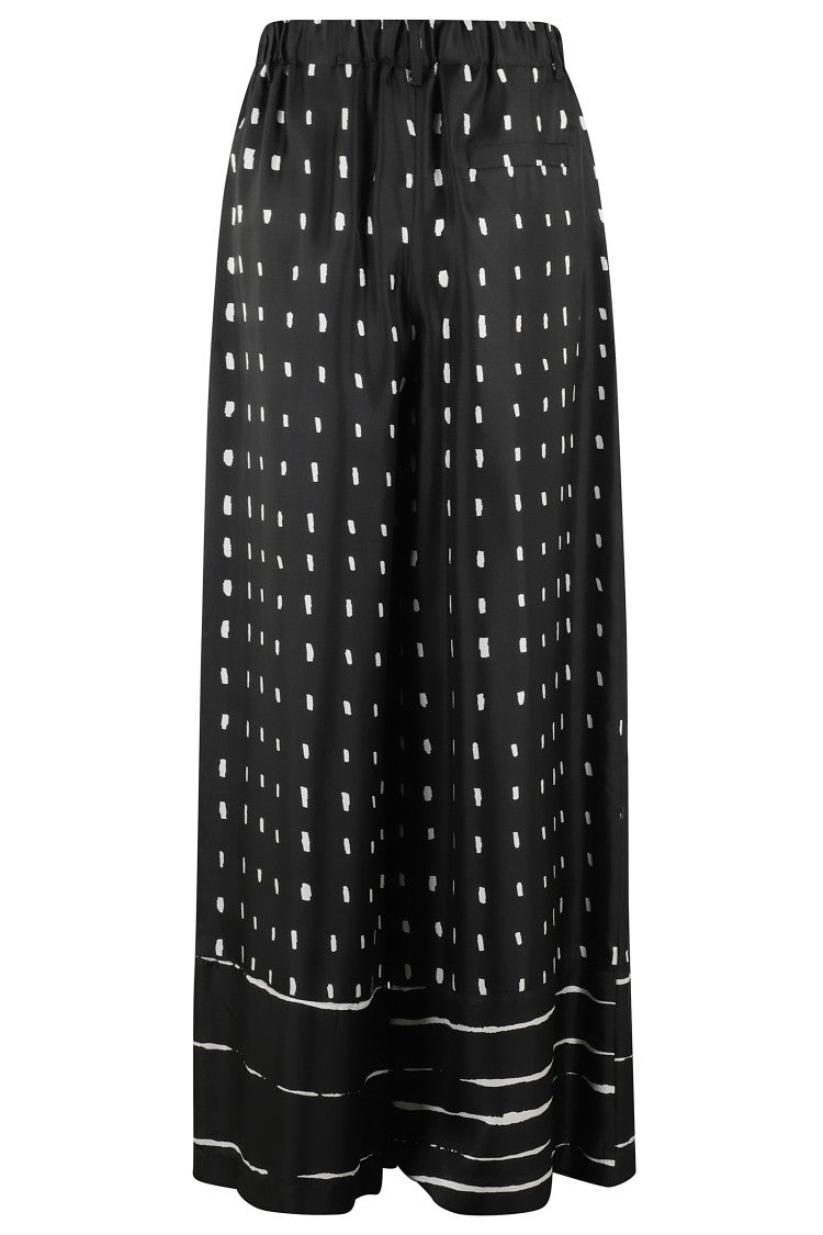 Alysi Fluid Black Silk Pants With Playful Dot