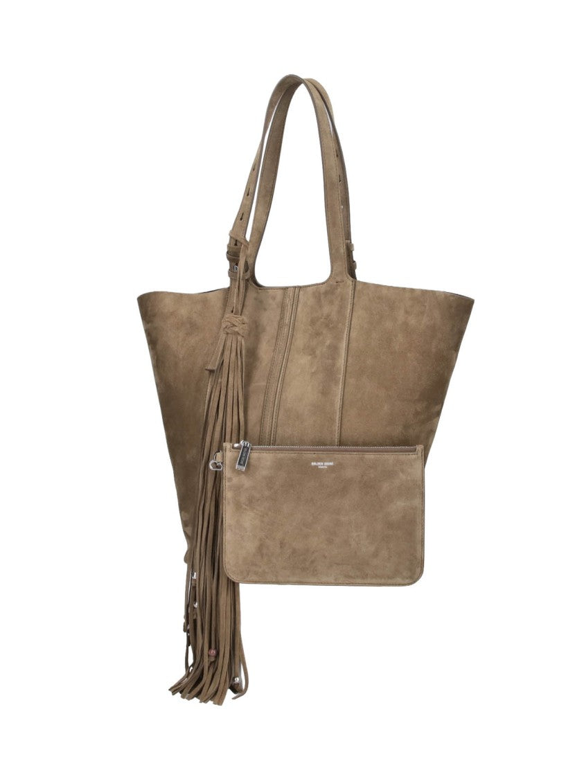 Golden Goose Brown 24/7 Fringed Calf Suede Tote