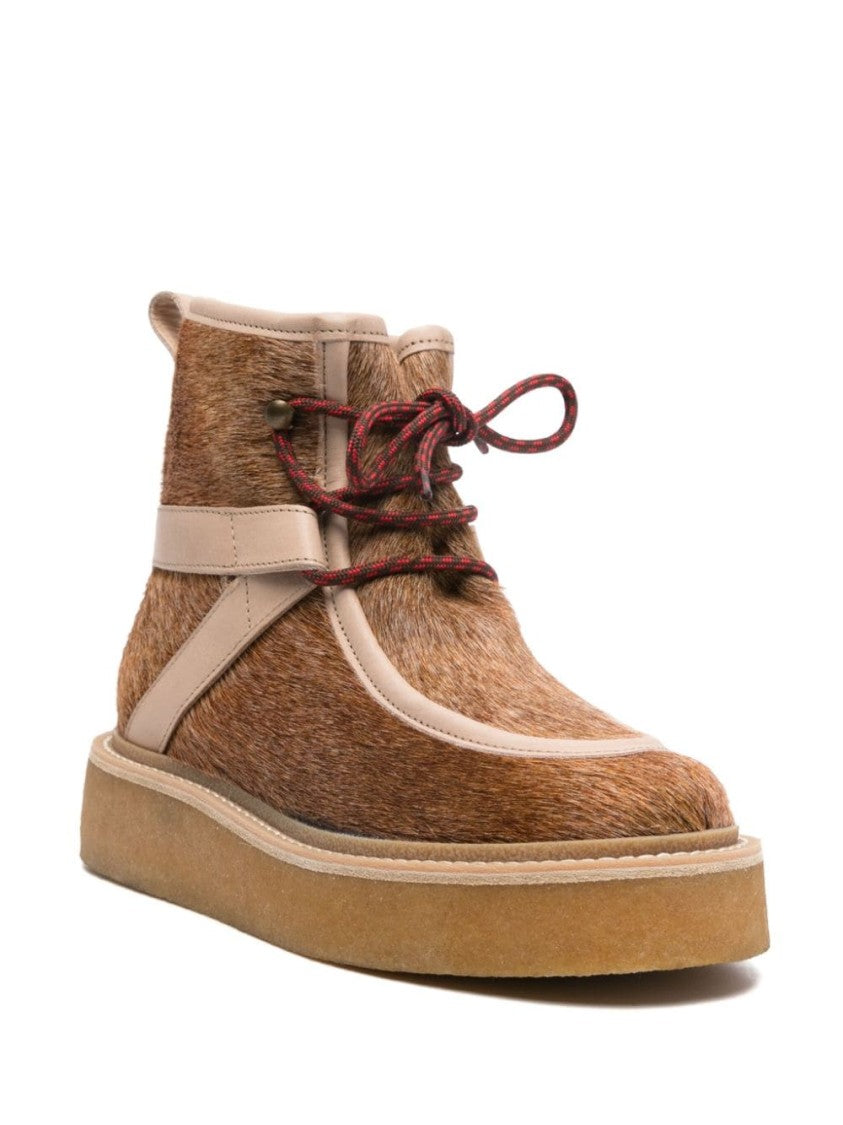 Kenzo Tobacco Brown Calf Hair Ankle Boots