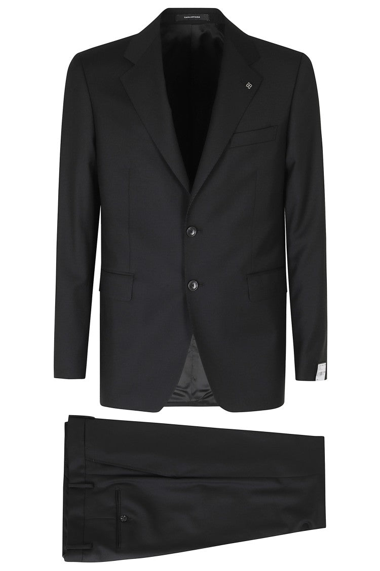 Tagliatore Black Sallia Single-Breasted Flap Pockets Wool Suit