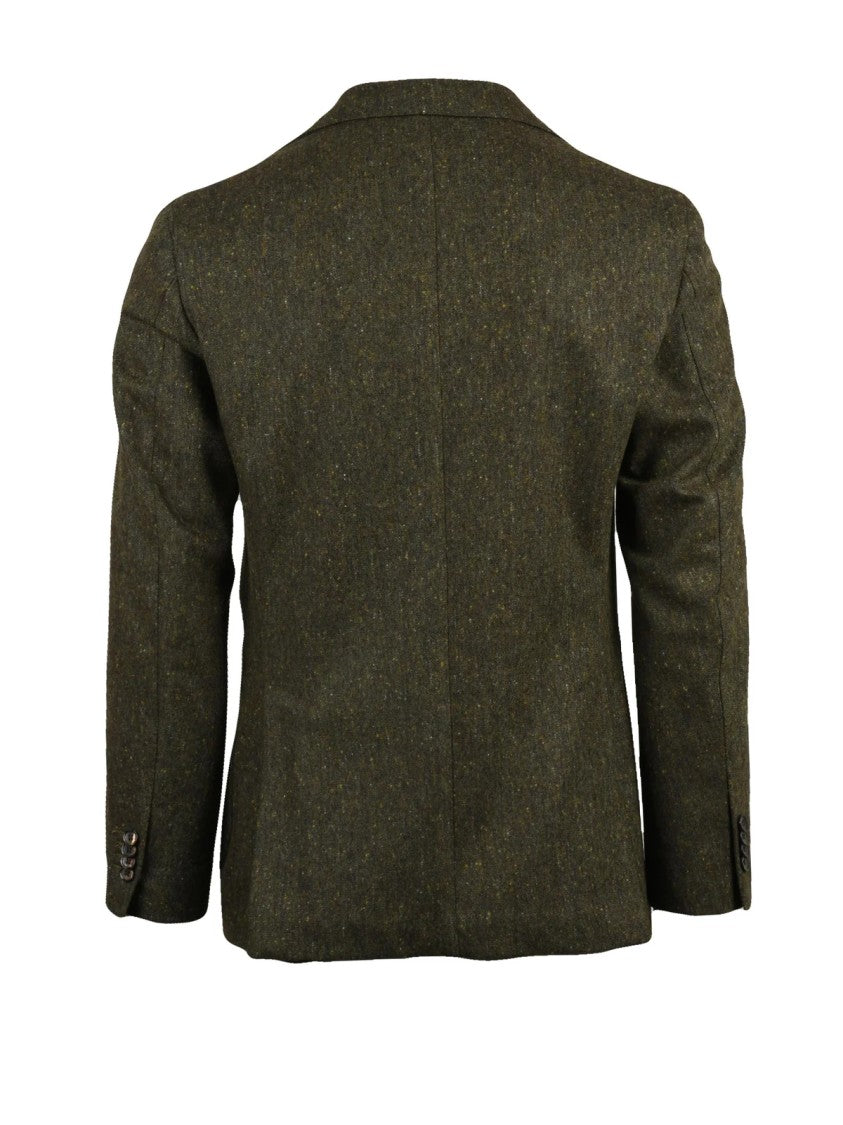L.B.M. 1911 Textured Green Virgin Wool Tailored Jacket