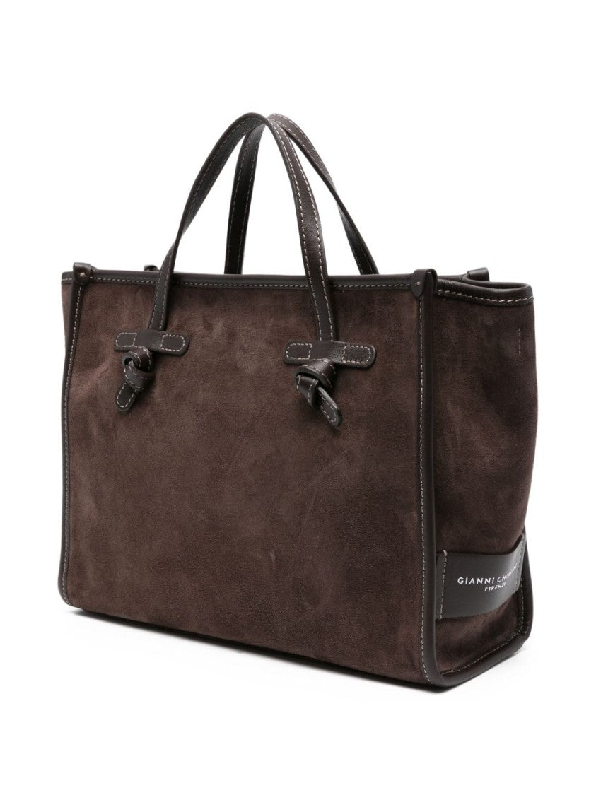 Marcella Structured Suede Handbag With Smooth Leather Accents