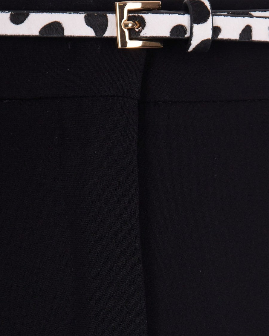Max Mara Fluid Wide-Leg Cady Pants With Pony Hair Belt