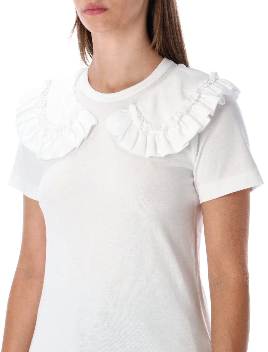 Comme Des Garçons Girl White T-Shirt With Ruffle Collar