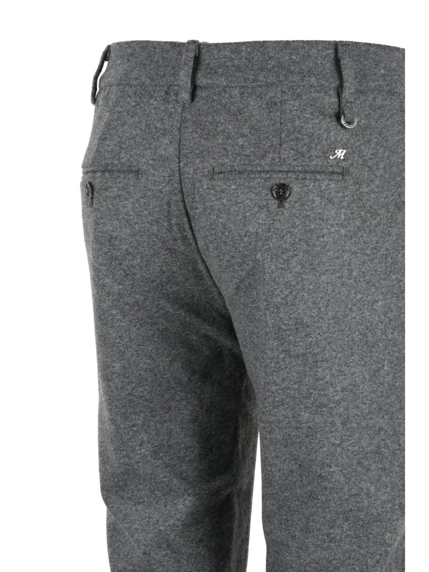 Mason's Grey Slim-Fit Wool-Blend Pants