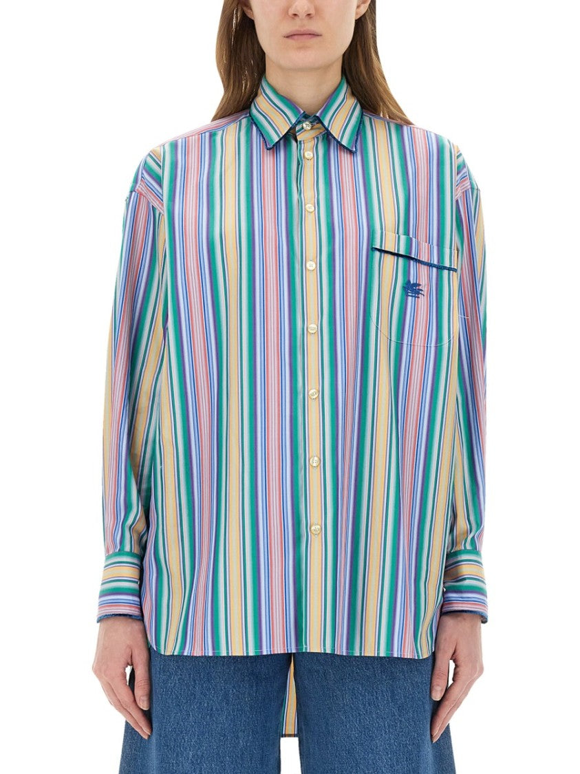 Etro Jacquard Striped Pattern Cotton Shirt