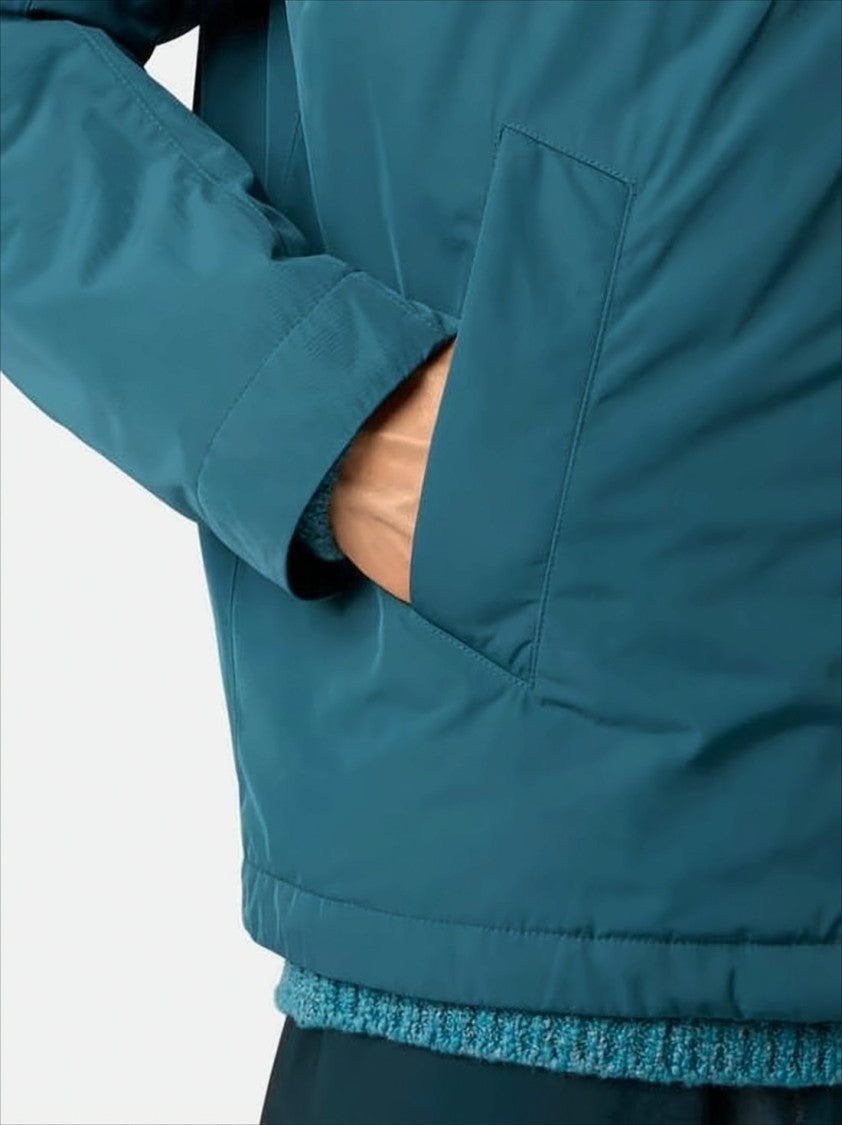 Stone Island Hooded Blue Padded Jacket With Distinctive Logo