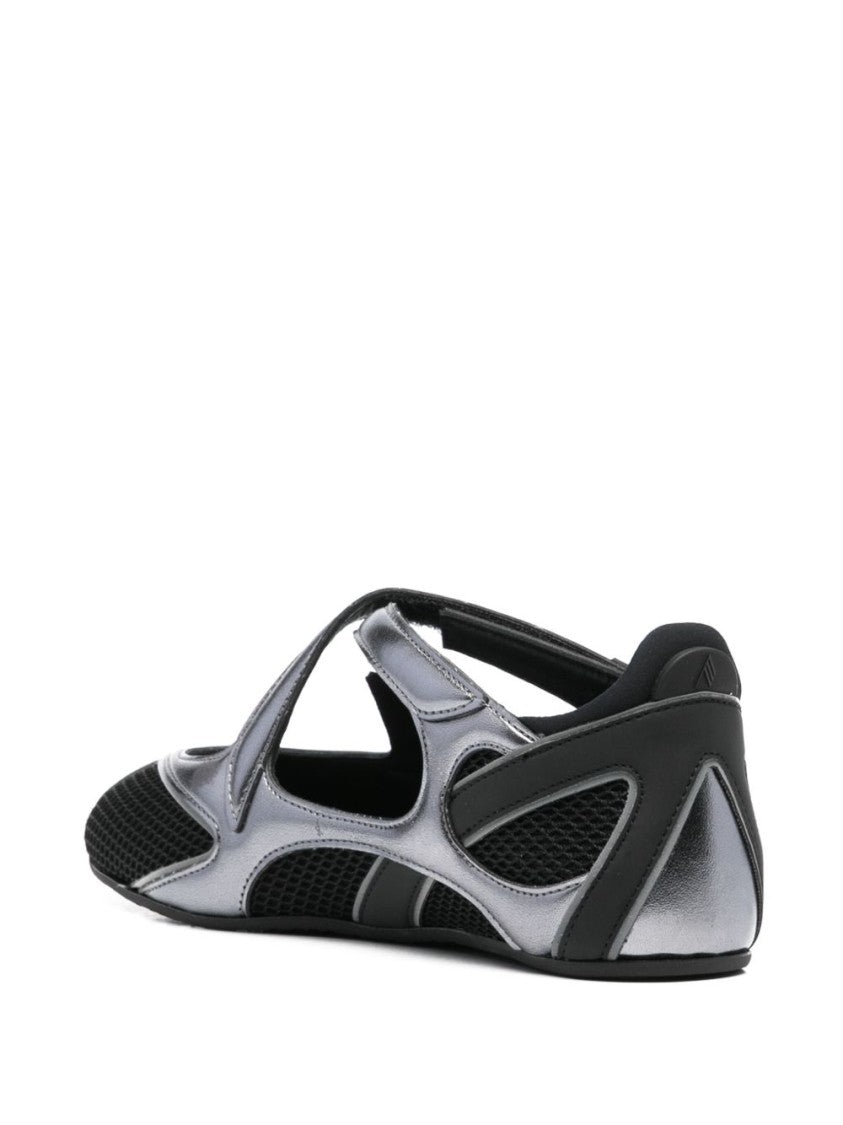The Attico Mesh And Metallic Overlay Flats With Cut-Out Design