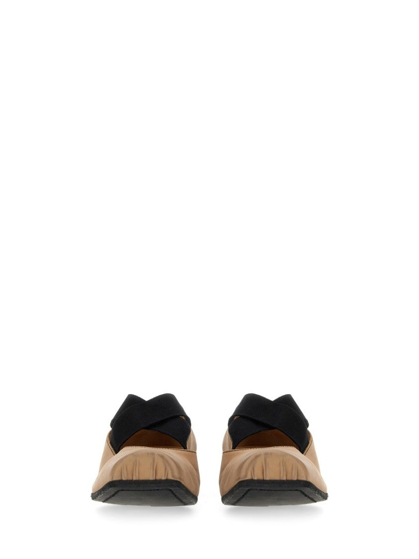 Uma Wang Square Toe Elastic Cross Strap Flats