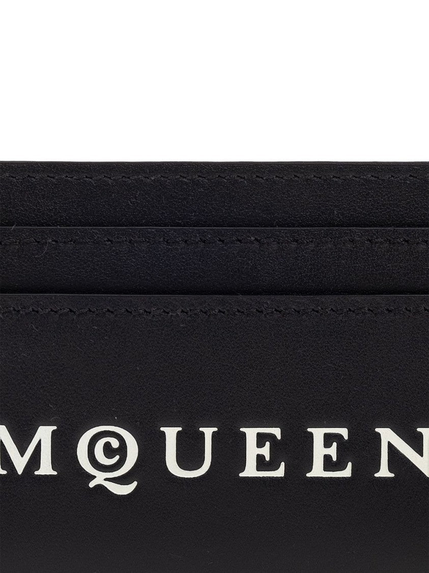 Alexander Mcqueen Rectangular Calfskin Leather Clutch With Contrasting Logo