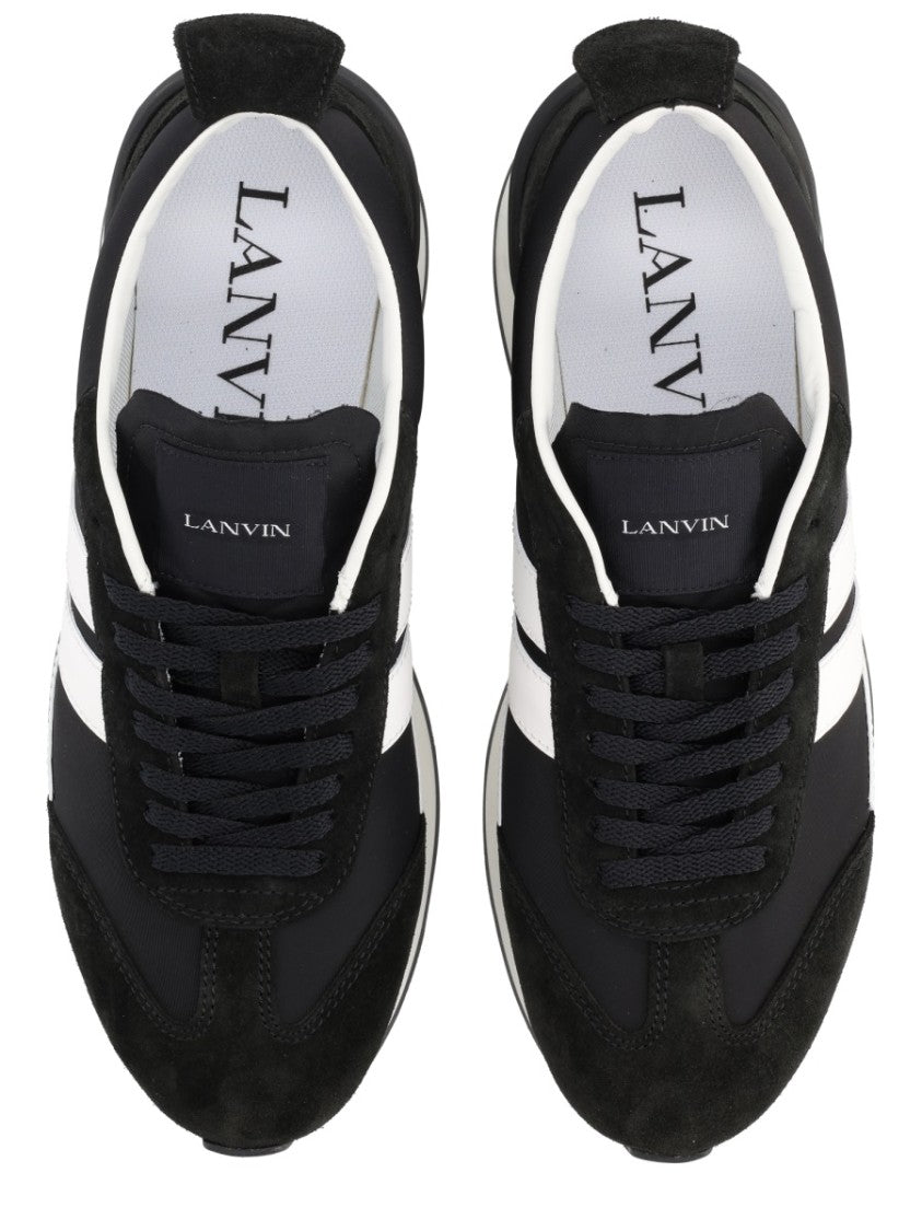 Lanvin Black Leather Bumpr Geometric Sneakers