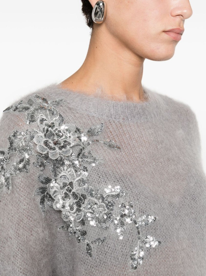 Blugirl Classic Knit Sweater With Versatile Grey Shade