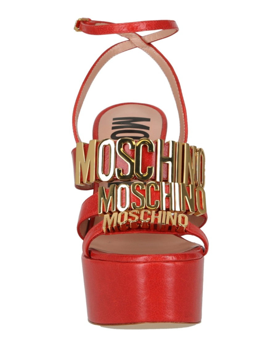 Moschino Degrade Metal Logo Heeled Sandals