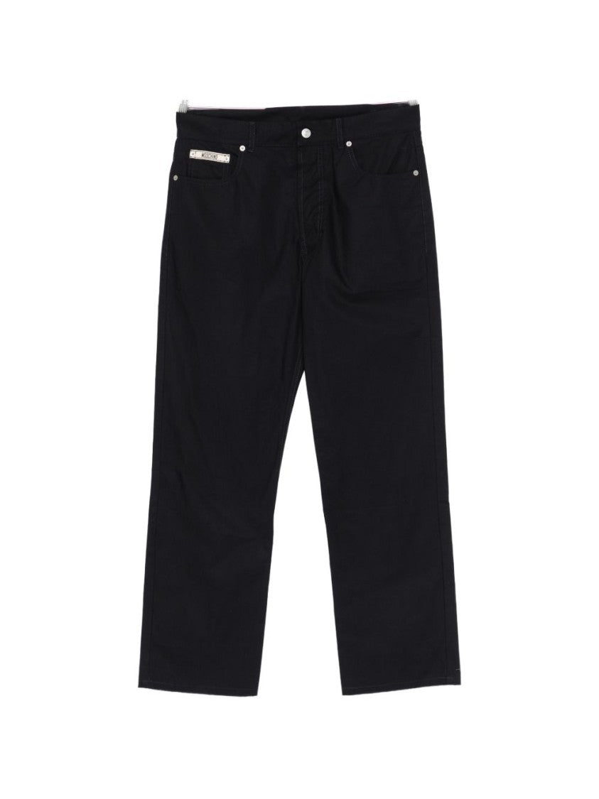 Moschino Blue Silk And Nylon Straight Trousers