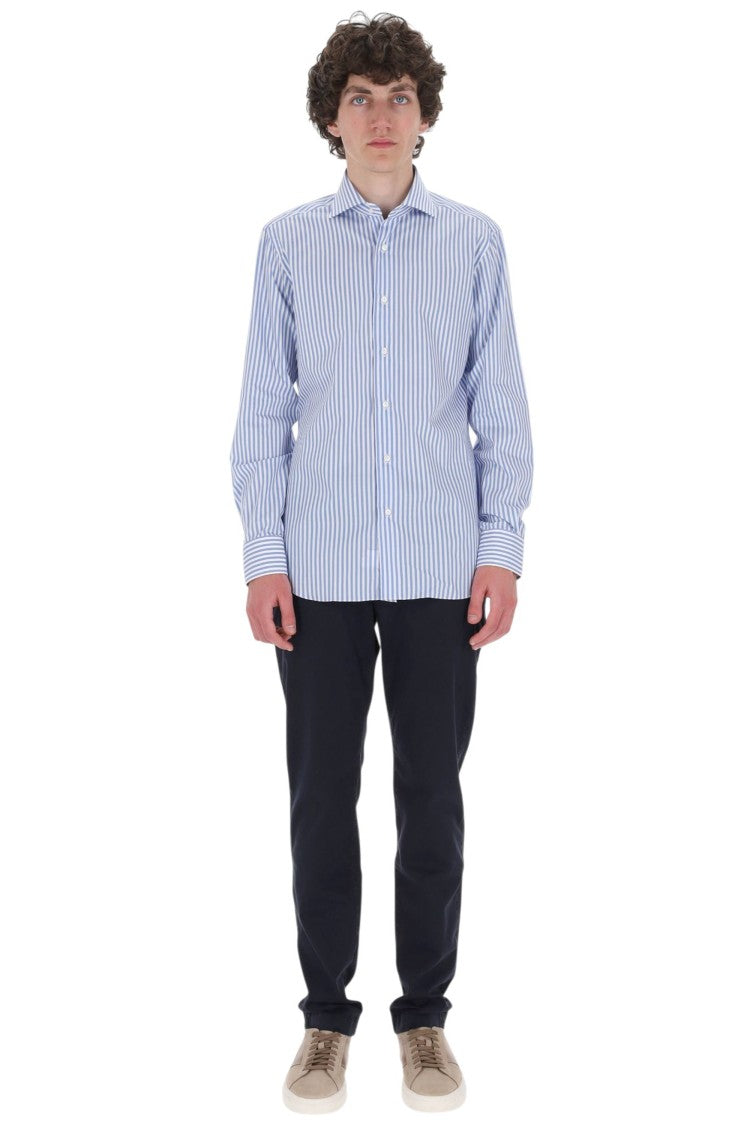 Barba Journey Label Striped Cotton Casual Shirt