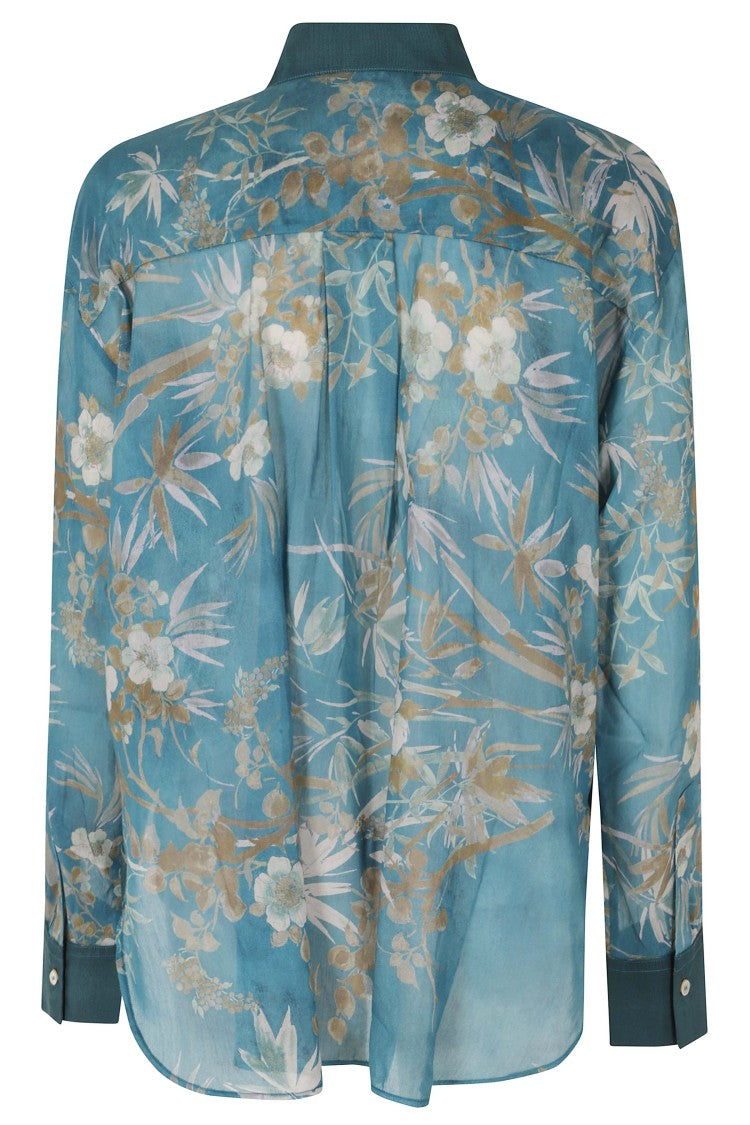 Forte Forte Jade Le Bambou Secret Print Patch Pocket Cotton-Blend Shirt