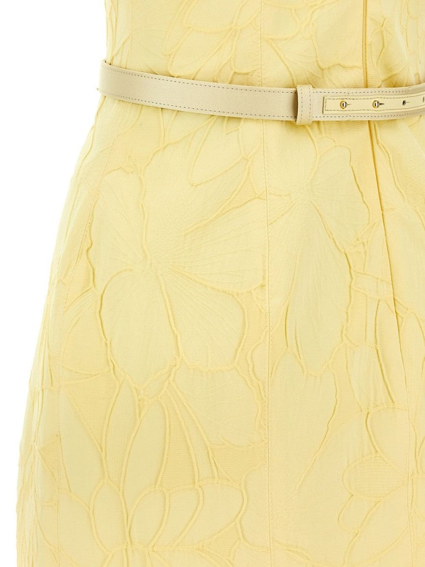 Elisabetta Franchi Floral Textured Mini Dress With Fitted Bodice