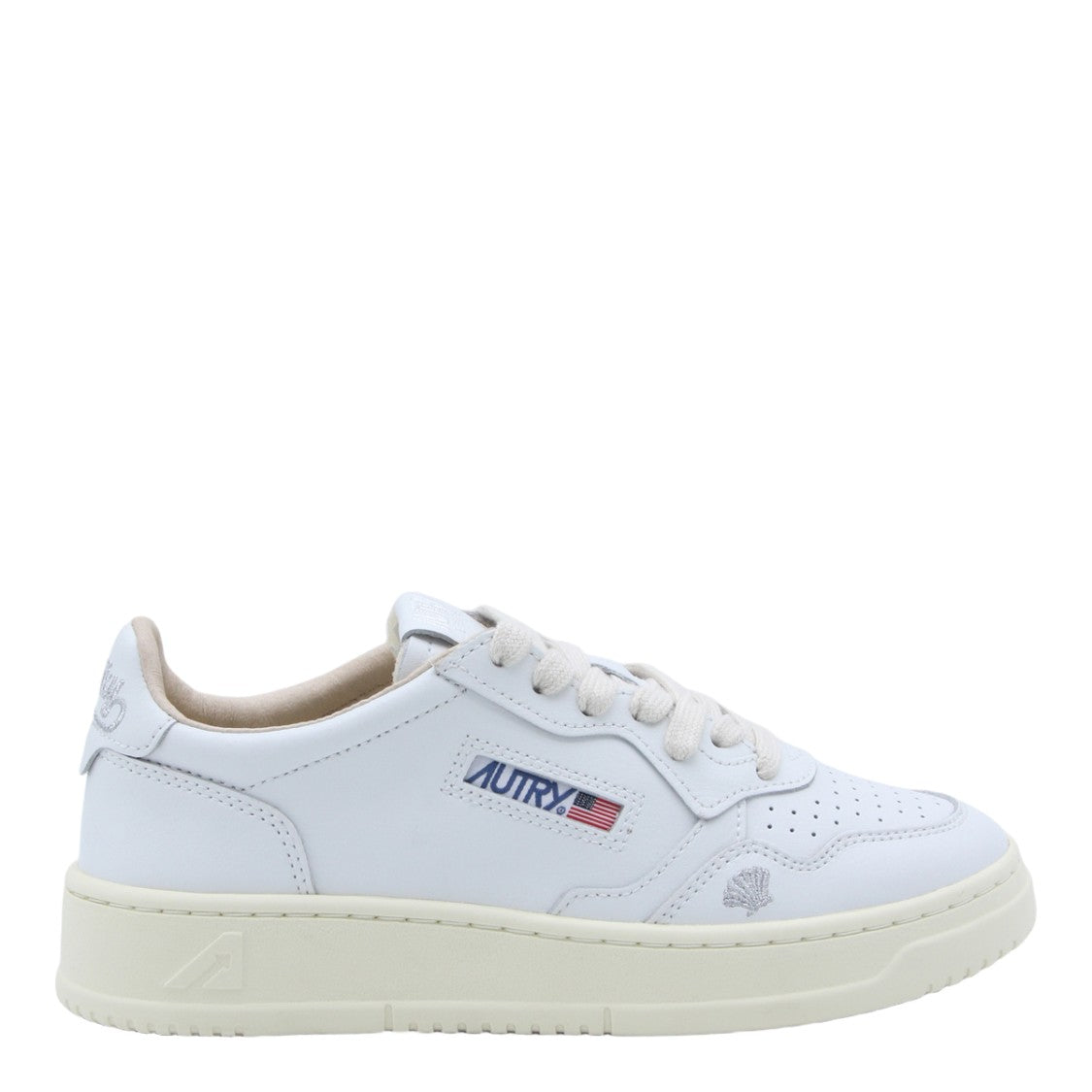Autry Low-Top White Leather Sneakers With Perforated Detailing