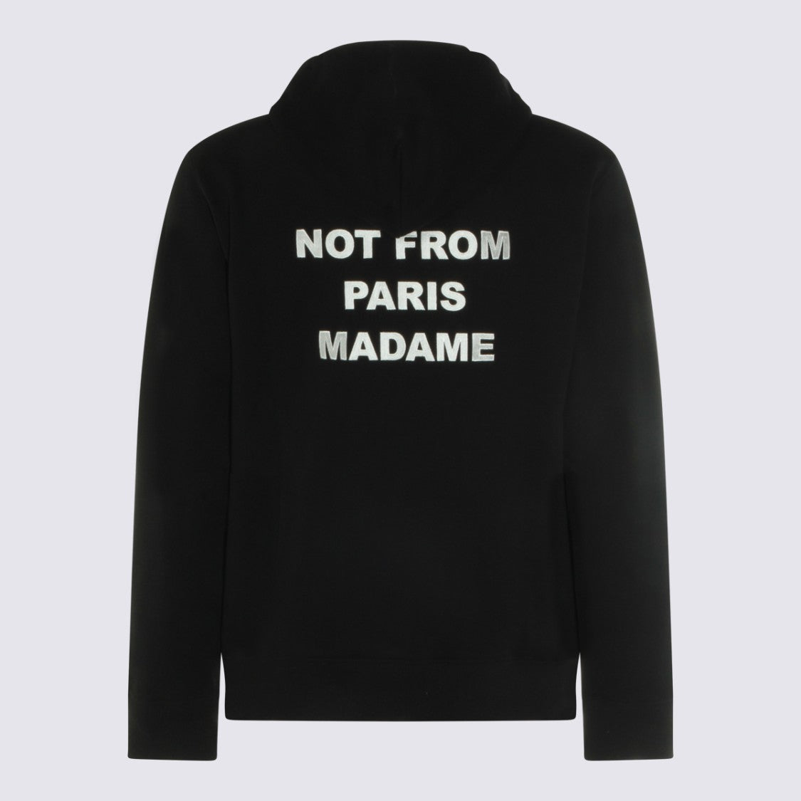 Drôle De Monsieur Minimalist Black Hoodie With Embroidered Text