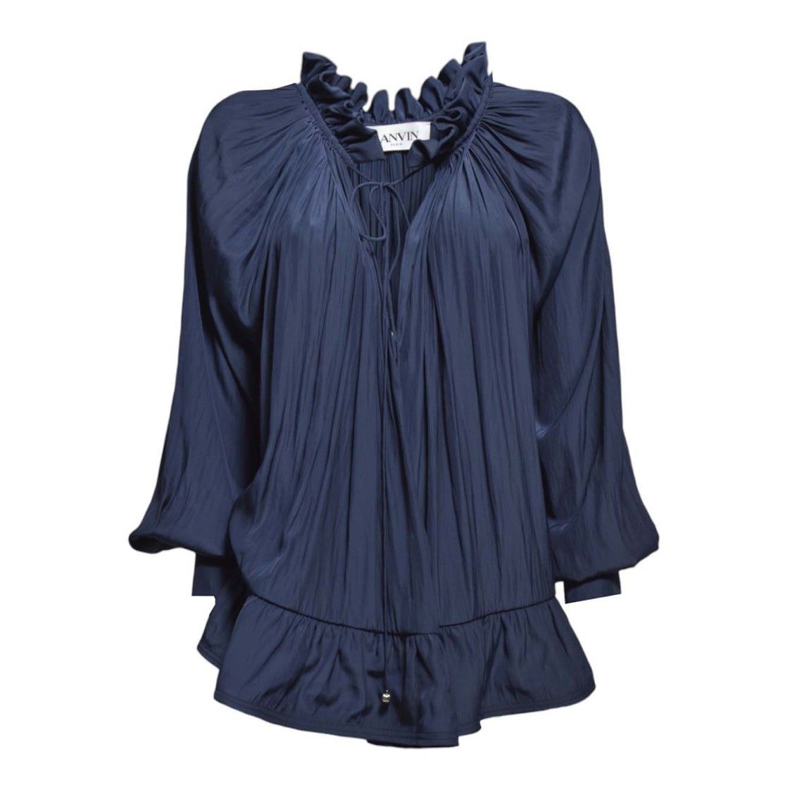 Lanvin Charmeuse Blouse Blue Pleated