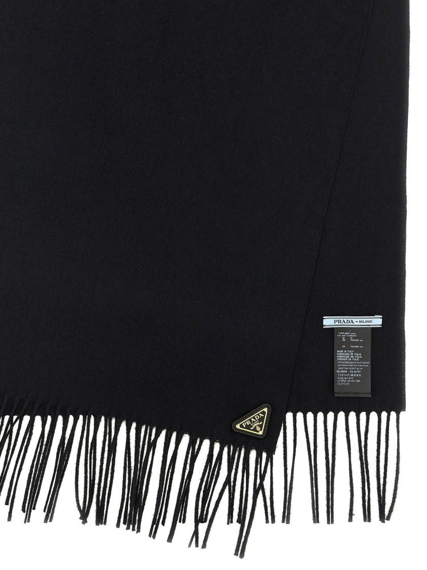 Prada Prada Triangular Logo Cashmere Silk Scarf
